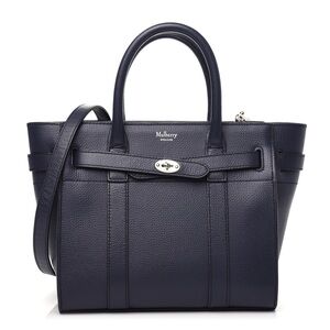 Mulberry Mini Zipped Bayswater Navy with Silver Hardware